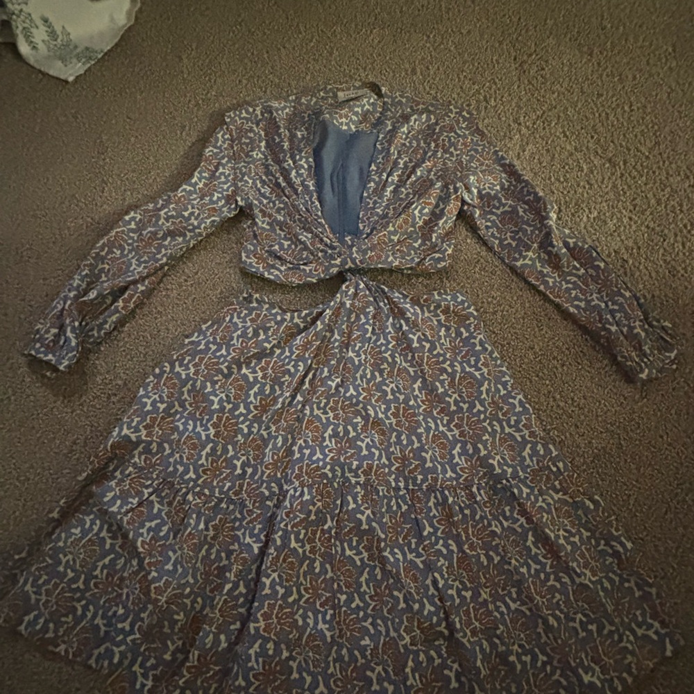 Joie Womens Maeve Dress in Country Blue Floral Cutout - Picture 6 of 8
